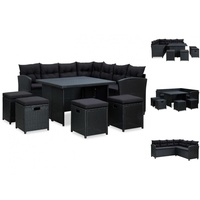 VidaXL 6-tlg. Garten-Lounge-Set mit Auflagen Poly Rattan Schwarz
