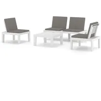 VidaXL 4-tlg. Garten-Lounge-Set mit Kissen Kunststoff Weiß