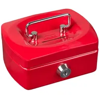 IDENA Geldkassette Mini aus Metall 6 Fächer rot 12,5x9,5x6cm