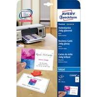 Avery Zweckform Visitenkarten C32028-10 hochglänzend weiß 240 g/qm