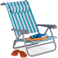 Relaxdays Liegestuhl mit Armlehnen blau, 1 St.