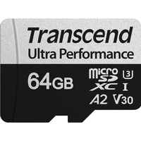 Transcend 340S R160/W80 microSDXC 64GB Kit, UHS-I U3, A2,
