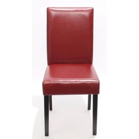 MCW 6er-Set Esszimmerstuhl Stuhl Küchenstuhl Littau, Leder rot, dunkle
