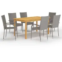 VidaXL 7-tlg. Garten-Essgruppe Grau
