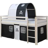 Homestyle4u Hochbett 90x200 Weiß Schwarz, Holz Kinder- & Jugendzimmer,