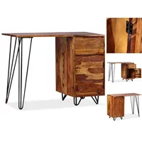 VidaXL Schreibtisch mit 1 Schublade und 1 Schrank Massivholz