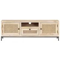 VidaXL - TV-Schrank 120x30x40 cm Mango Massivholz und Rohrgeflecht