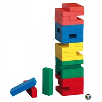 Philos 3277 - Verflixter Turm, Wackelturm, bunt, Holz, Würfelspiel