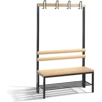 C+P Garderobenbank mit Schuhrost H1650xB1000xT403mm, Schwarzgrau/Buche