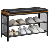 VASAGLE Schuhbank, gepolsterte Sitzbank mit Gitterablage, Schuhregal, 80 x