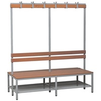 Gürkan Garderobenbank mit Haken und Schuhrost 107408 grau, buche