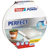 Tesa extra Power Perfect Gewebeband Weiß 25 m x