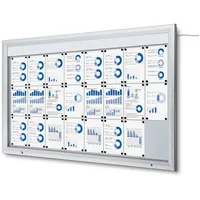 Showdown® Displays Schaukasten T LED silber 24x DIN A4