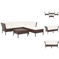 VidaXL Garten-Lounge-Set mit Auflagen 6-tlg. braun/weiß