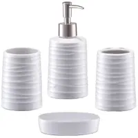 Zeller Bad-Accessoires-Set, 4-teilig, Keramik weiß
