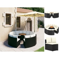 VidaXL Garten-Sofagarnitur 9-tlg. Poly Rattan schwarz