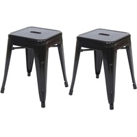 Mendler 2er-Set Hocker HWC-A73, Metallhocker Sitzhocker, Metall Industriedesign stapelbar
