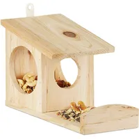 Relaxdays Eichhörnchen Futterhaus, Futterkasten für Eichhörnchen, zum Aufhängen, Holz,