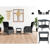 VidaXL 3-tlg. Garten-Lounge-Set mit Auflagen Poly Rattan Dunkelgrau