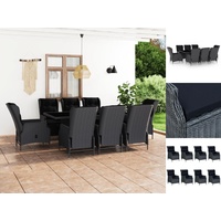 VidaXL 9-tlg Garten-Essgruppe mit Auflagen Poly Rattan Dunkelgrau Modell