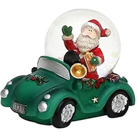 Dekohelden24 Kinder-Schneekugel, Cars in grün mit Weihnachtsmann, Maße H/B/Ø