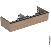 Geberit iCon Unterschrank für Doppelwaschtisch, 2 Schubladen, Eiche/Griff lava