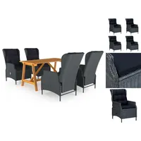 VidaXL 5-tlg Garten-Essgruppe Dunkelgrau Modell 9