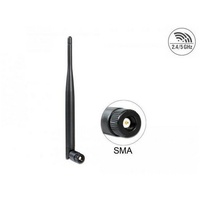 DeLock WLAN Antenne SMA 5 dBi Omnidirektional Gelenk Schwarz
