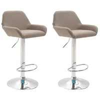 CLP 2er Set Barhocker Braga Stoff taupe chrom