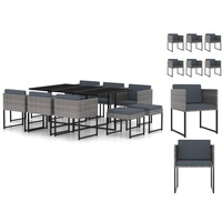 VidaXL Garten-Essgruppe 11-tlg. Tisch 165 x 109 cm grau