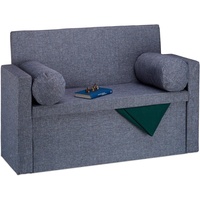 Relaxdays Sitzbank mit Lehne, 2 Kissenrollen, faltbar, Aufbewahrung, gepolstert,