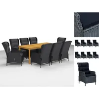 VidaXL Garten-Essgruppe 9-tlg. Dunkelgrau