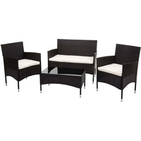 MCW Poly-Rattan Garnitur MCW-F55, Balkon-/Garten-/Lounge-Set Sofa Sitzgruppe ~ braun,