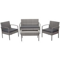 MCW Poly-Rattan Garnitur MCW-F56, Balkon-/Garten-/Lounge-Set Sitzgruppe - grau, Kissen