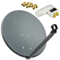 PremiumX 80cm ALU SAT Anlage Anthrazit Satellitenschüssel Satellitenantenne Quad
