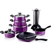 Krüger Aluguss-Topf-Set 6-tlg. lila  4 x Fleischtopf + Stieltopf