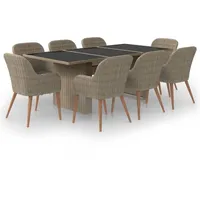 VidaXL Garten-Essgruppe 9-tlg. Braun