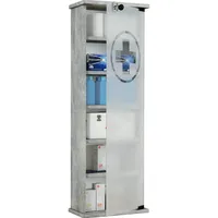 MID.YOU Medizinschrank Grau, Glas, 5 Fächer, 31x92x18 cm, Badezimmer,