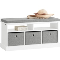 SoBuy FSR67-HG Schuhtruhe Sitzkommode Schuhschrank mit 3 grauen Körben