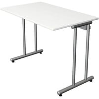 Kerkmann Schreibtisch weiß rechteckig, C-Fuß-Gestell silber 100,0 x 60,0