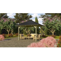 KARIBU Pavillon Sevilla Set mit Schindeln Schwarz 265 cm