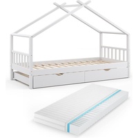 VitaliSpa Hausbett Design, 90x200 cm mit Gästebett und Matratze