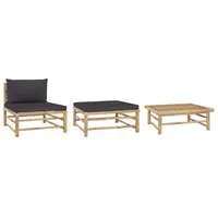 VidaXL Lounge Set 3-tlg. dunkelgrau/braun inkl. Kissen 313150