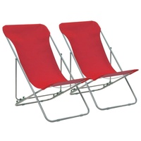 VidaXL Klappbare Strandstühle 2 Stk. Stahl und Oxford-Gewebe Rot