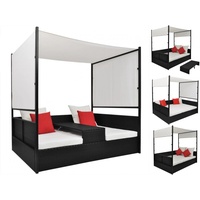 VidaXL Gartenbett mit Baldachin Schwarz 190×130 cm Poly Rattan