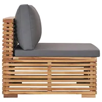 VidaXL Garten-Mittelsofa mit Grauer Auflage Massivholz Teak