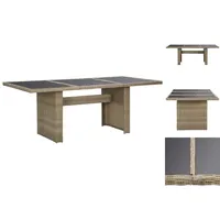 VidaXL Garten-Esstisch Braun 200x100x74 cm Glas und Poly Rattan
