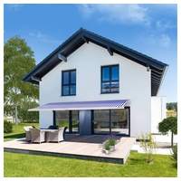 Home Deluxe Vollkassetenmarkise ELOS - Farbe: Marineblau-weiß, Maße: 350