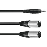Omnitronic Adapterkabel 3.5mm Klinke/2x XLRm 3.0m 30225157