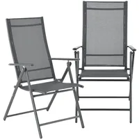 [en.casa] Gartenstühle, Kalamata 2er Set Dunkelgrau